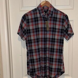 J. Crew Men's Casual Plaid Shirt - Navy, Red, and White